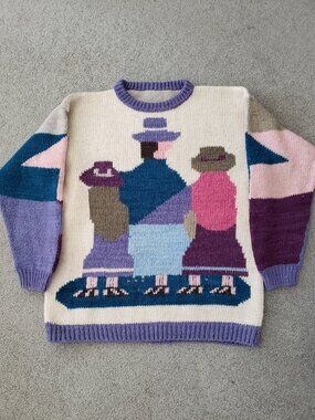 Chunky wool sweater handknit in Bolivia